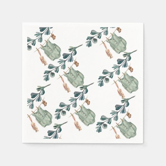 Neutral Boho | Wasserfarben-Babydusche Serviette (Vorderseite)