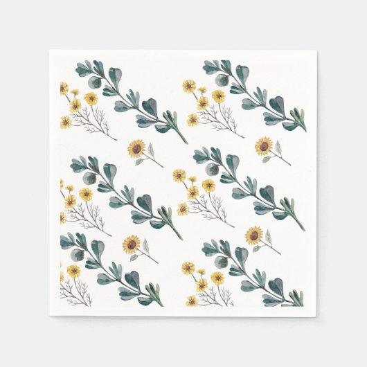 Neutral Boho | Wasserfarben-Babydusche Serviette (Vorderseite)