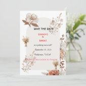 Neutral Boho Wedding Save The Date (Stehend Vorderseite)
