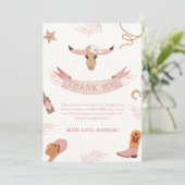 Neutral Boho Wild West Cowgirl Baby Shower Dankeskarte (Stehend Vorderseite)