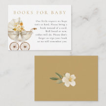 Neutral Books for Baby Card Ivory & Golden Floral