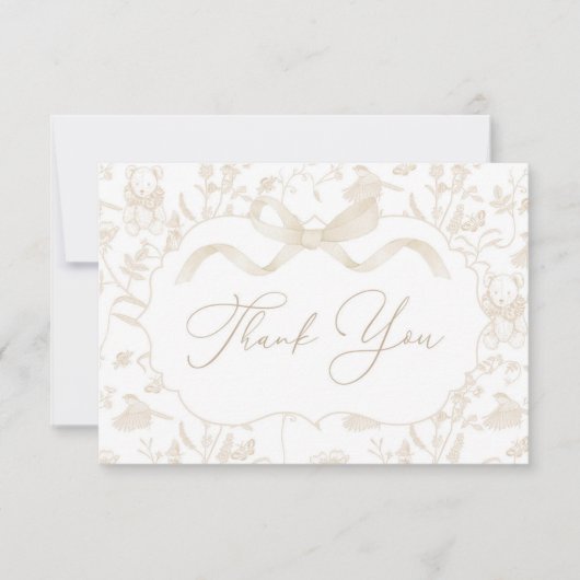 Neutral Bow Baby Dusche Danke Karte (Vorderseite)