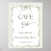 Neutral Bow Cafe Bebe Coffee Baby Shower Welcome Poster (Vorne)