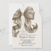 Neutral Bow Pearl Girl Baby Shower Einladung (Vorderseite)