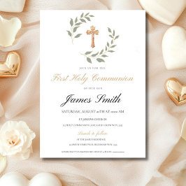 Neutral Boy Girl First Communion Invitation Editab Einladung