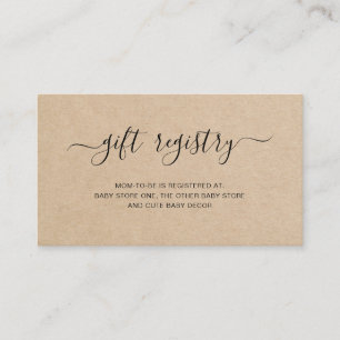 Neutral-braune Geschenke Registry Baby Shower Begleitkarte