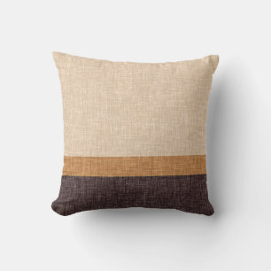Neutral-braune und Caramel-Taupe-3-Streifenmuster Kissen