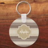 Neutral-braune und Tan-Strick mit Namen Schlüsselanhänger (Vorderseite)