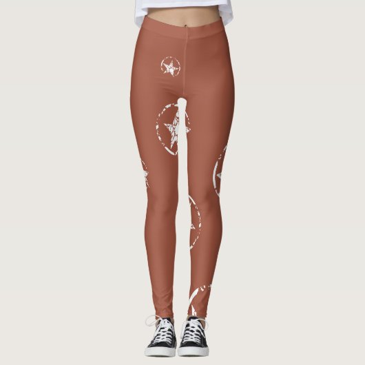 Neutral Brick Jagged Circle Stars Leggings (Vorderseite)