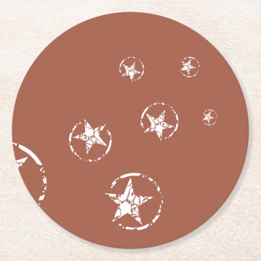 Neutral Brick Jagged Circle Stars Runder Pappuntersetzer (Vorderseite)