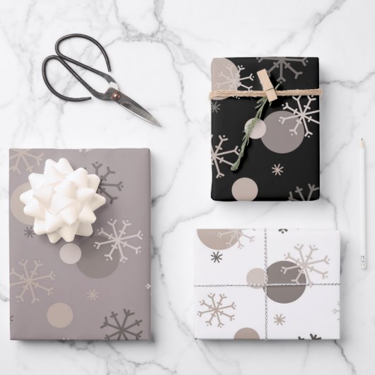 Neutral Brown Beige Boho Winter Weihnachten Geschenkpapier Set (Vorderseite)