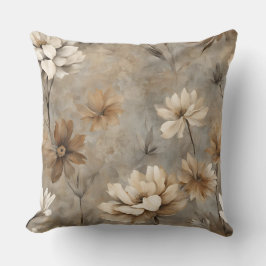 Neutral Brown Gray Beige Earthy Floral Kissen