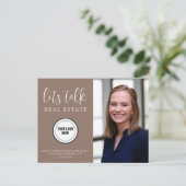 Neutral-Brown-Real-Anwesen-Marketing Postkarte (Stehend Vorderseite)
