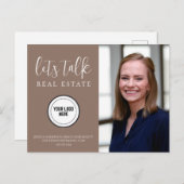 Neutral-Brown-Real-Anwesen-Marketing Postkarte (Vorne/Hinten)