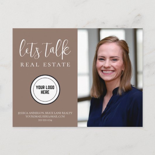 Neutral-Brown-Real-Anwesen-Marketing Postkarte (Vorderseite)