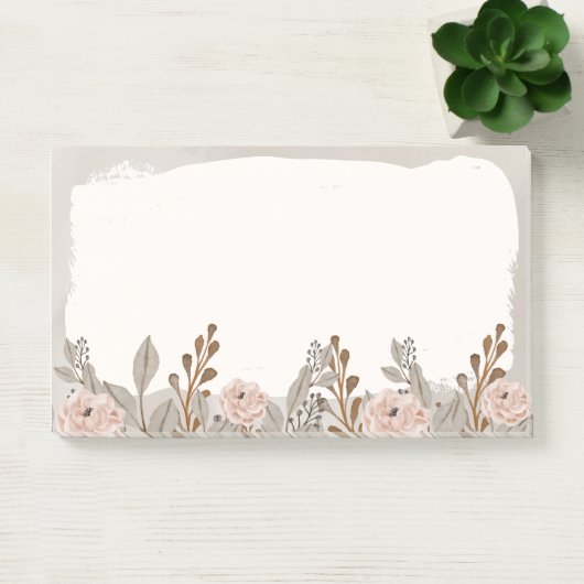 Neutral Brown Tan Floral Post-it Klebezettel (Büro)