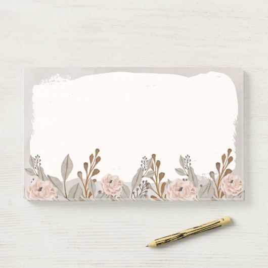 Neutral Brown Tan Floral Post-it Klebezettel (Auf Schreibtisch)