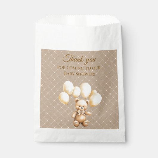 Neutral Brown Teddy Bear Baby Shower  Geschenktütchen (Vorderseite)