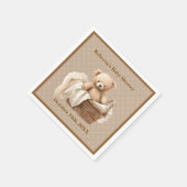 Neutral Brown Teddy Bear Baby Shower Paper Napkin Serviette (Ecke)