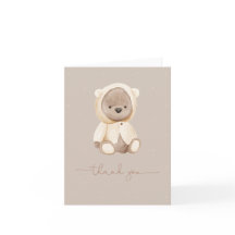Neutral Brown Teddy Bear Watercolor Vielen Dank