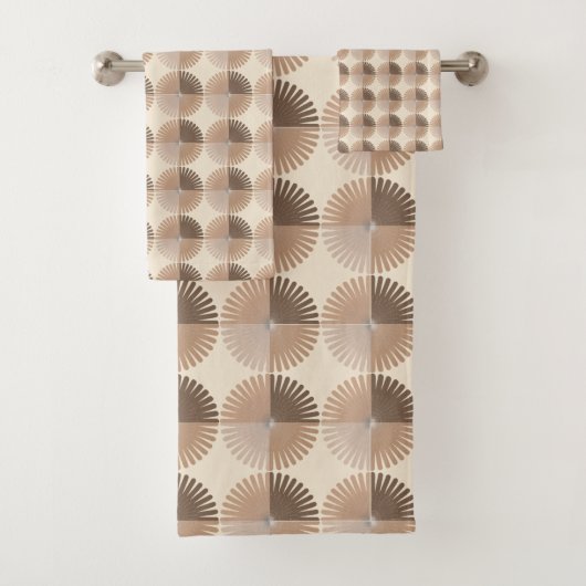 Neutral Browns Boho Muster Minimalistisch Badhandtuch Set (Insitu)