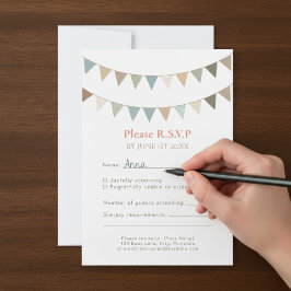 Neutral Bunding rustic UAWG wedding response card RSVP Karte