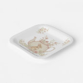 Neutral Bunny & Floral Teapot Baby Shower  Pappteller (Gewinkelt)