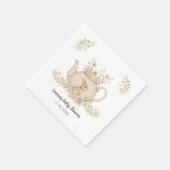 Neutral Bunny & Floral Teapot Baby Shower  Serviette (Ecke)