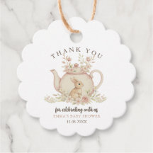 Neutral Bunny Tea Party Baby Shower Thank You 