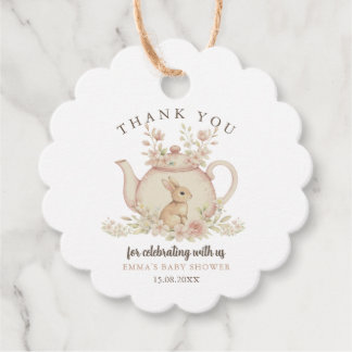 Neutral Bunny Tea Party Baby Shower Thank You  Geschenkanhänger