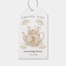 Neutral Bunny Tea Party Baby Shower Thank You  Geschenkanhänger