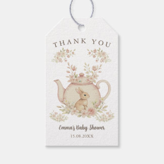 Neutral Bunny Tea Party Baby Shower Thank You  Geschenkanhänger