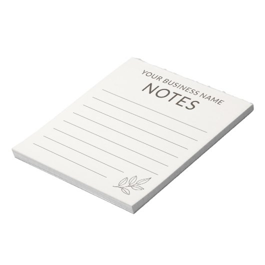Neutral Business Minimalist Simple Botanical Notizblock (Rotiert)