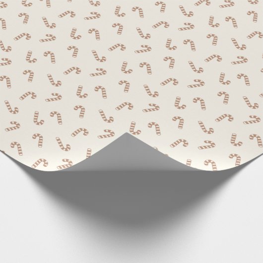 Neutral Candy Cane Stick Boho Christmas Minimalist Geschenkpapier (Ecke)
