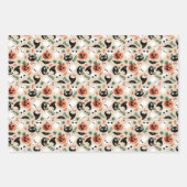 Neutral Cats & Pumpkins Mixed Halloween Patterns Geschenkpapier Set (Vorderseite)