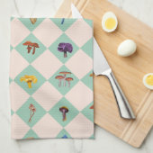 Neutral checks with assorted fungi geschirrtuch (Viertel Falte)