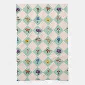 Neutral checks with assorted fungi geschirrtuch (Vertikal)