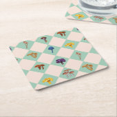 Neutral checks with assorted fungi rechteckiger pappuntersetzer (angewinkelt)