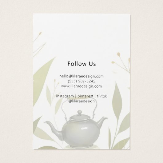 Neutral-Chic-Foliage-Kettle-Artwork-Karte (Rückseite)