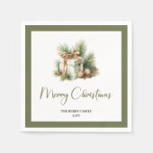 Neutral Christmas Gift Personalized Family Napkins Serviette (Vorderseite)