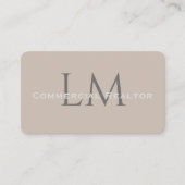 Neutral Classic Taupe Monogram Business Card Visitenkarte (Vorderseite)