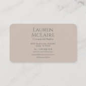 Neutral Classic Taupe Monogram Business Card Visitenkarte (Rückseite)