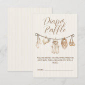 Neutral Clothesline Baby Shower Diaper Raffle Begleitkarte (Vorne/Hinten)