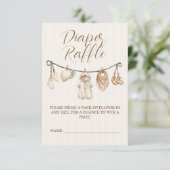 Neutral Clothesline Baby Shower Diaper Raffle Begleitkarte (Stehend Vorderseite)