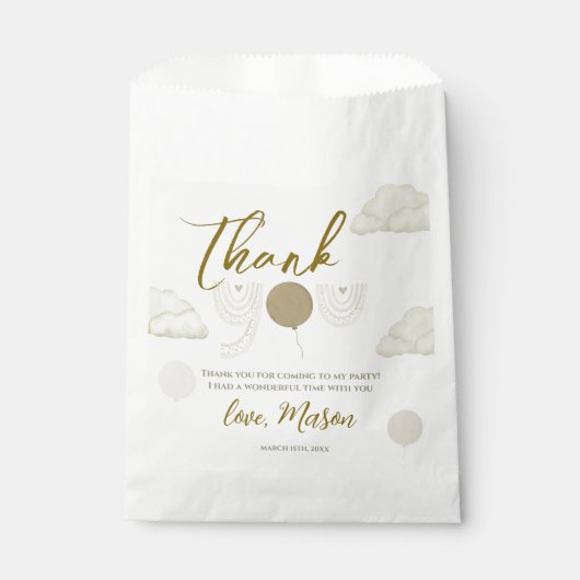 Neutral Cloud Boho Mr Onederful Thank You Party Geschenktütchen (Vorderseite)