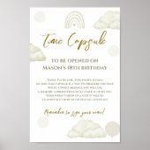 Neutral Cloud Boho Time Capsule First Birthday Poster (Vorne)