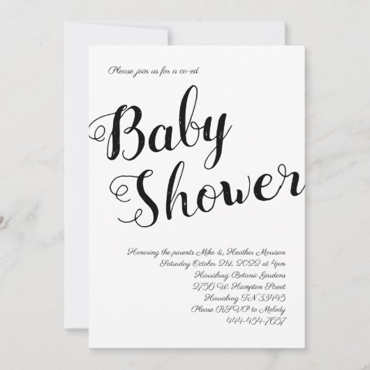 Neutral codierte Schwarz-Weiß-Baby-Duschgeschlecht Einladung (Vorderseite)