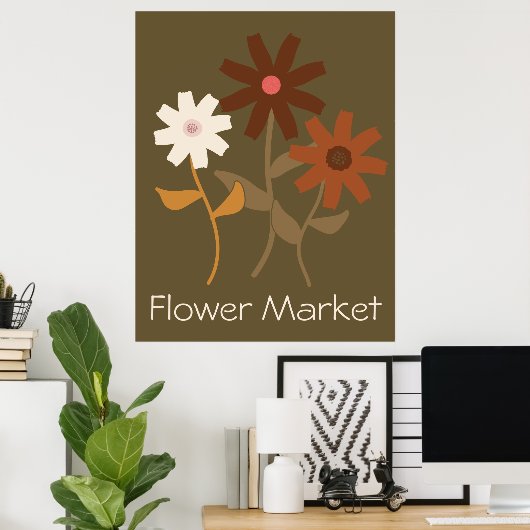 Neutral Color Daisy Poster (Heimbüro)