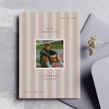 Neutral Color Sporty Stripes Graduation Photo