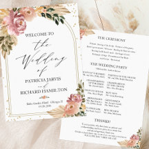 Neutral Colors Boho Floral Wedding Program